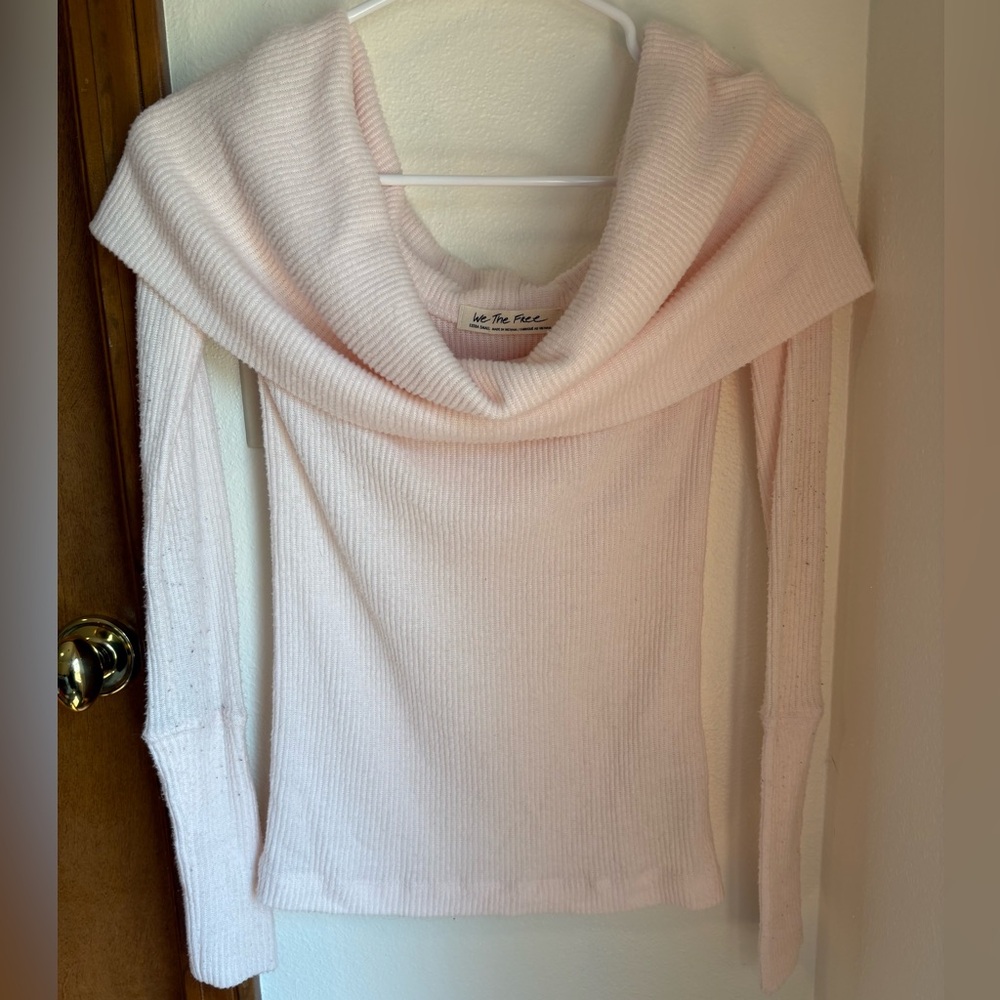 Free People We the Free Blush Pink Cowl Neck Sweater XS